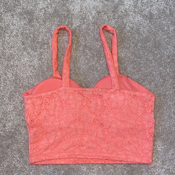 Coral Lace Crop Top - Picture 2 of 2